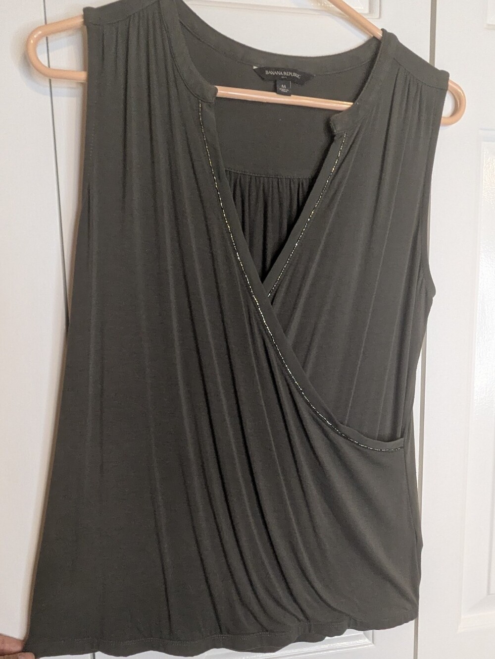 Banana Republic Olive Draped Sleeveless Wrap Tank